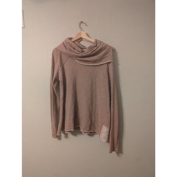 Free People Beach Sweatshirt Womens One Size (Fits Like Small) Cowl‎ Neck Beige - Picture 1 of 8